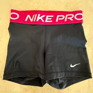 Nike Women's Athletic Shorts Black with Pink Waistband